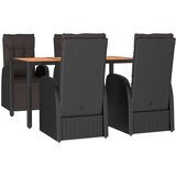  5-dijelni vrtni blagovaonski set crni poliratan i drvo bagrema | shoptok.hr