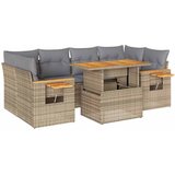  7-dijelni set vrtnih sofa s jastucima bež od poliratana bagrem | shoptok.hr