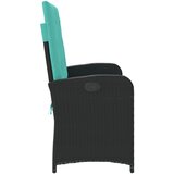  Vrtni naslonjač s jastucima crni od poliratana Crna 105 x 59 x 93 cm | Shoptok.si