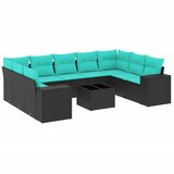 vidaXL 10-delni vrtni komplet sedežnih garnitur z blazinami črne barve poli ratan, (5000293595) | Shoptok.si