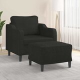  Fotelja s tabureom crna 60 cm od tkanine | shoptok.hr