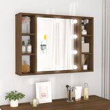 vidaXL ormarić s ogledalom led boja smeđeg hrasta 76 x 15 x 55 cm Cijene