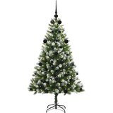 vidaXL Umjetna jelka s pantenom i pahuljicama Zelena i bijela 150 cm | shoptok.hr