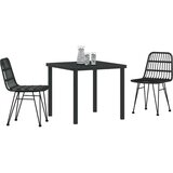  3-dijelni set za objedovanje u vrtu crni poliratan | shoptok.hr