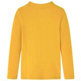 vidaXL Otroška majica z dolgimi rokavi rebrasta pletenina temno oker 104 | Shoptok.si