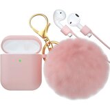 Venisymlis Silikonski etui za slušalke AirPods z obeskom za ključe s krzneno kroglico za AirPods 1/2, (22102271) | Shoptok.si