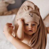 BabyOno Brisača bambus 100x100 cm, z ušesi, temno bež | Shoptok.si