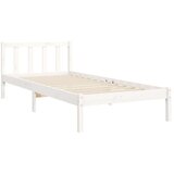  Posteljni okvir z vzglavjem bel 100x200 cm trden les, (20735695) | Shoptok.si