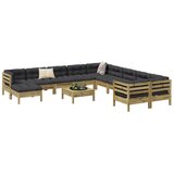 vidaXL 12-dijelni set vrtnih sofa s jastucima od impregnirane borovine | shoptok.hr