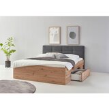 XORA POSTELJA 200 cm x 180 cm , leseni material antracit, hrast artisan | Shoptok.si