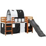 vidaXL Otroški pograd s tunelom bel in črn 80x200 cm trdna borovina | Shoptok.si