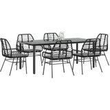  Vrtna garnitura - 6-dijelni vrtni blagovaonski set s jastucima crno Crna i tamno siva 200 x 100 x 74 cm 6 | shoptok.hr