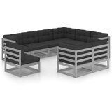  Sedežna garnitura 9-delna z blazinami siva borovina | Shoptok.si
