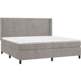  Krevet box spring s madracem LED svjetlosivi 200x200 cm baršun | shoptok.hr