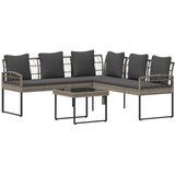  Set vrtnog kauča s jastukom 2 pcs Sivi Poli Rattan i čelik | shoptok.hr