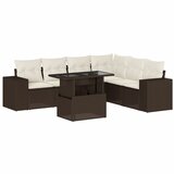 Maison Chic Seti vrtnega pohištva - Vrtna garnitura - Vrtni pohištvo set 7-delna z blazinami rjav poli ratan, (21802129) | Shoptok.si