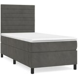 Box spring krevet s madracem tamnosivi 90x190 cm baršunasti | shoptok.hr