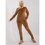 Fashion Hunters Light Brown Velvet Plus Size Set by Jeanne Cene