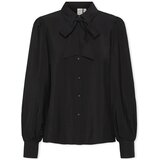 Y.a.s Topi & Bluze YAS Noos Pil LS Bow Shirt - Black Črna Cene