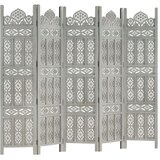  Ročno izrezljan paravan 5-delni siv 200x165 cm trden mangov les, (5000179366) | Shoptok.si
