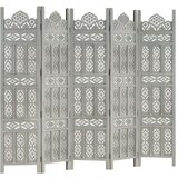 Sobna pregrada s 5 panela siva 200 x 165 cm masivno drvo manga | shoptok.hr