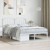Maison Chic Kovinski Posteljni okvir - Dvoposteljna postelja - Zakonska postelja z vzglavjem bel 135x190 cm, (21692954) | Shoptok.si