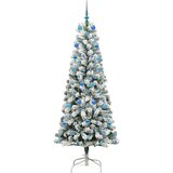 vidaXL Umjetno božićno drvce s nogom Zelena i bijela 210 cm PVC | shoptok.hr