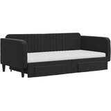  Dnevni krevet na razvlačenje s ladicama crni 90 x 190 cm baršun | shoptok.hr