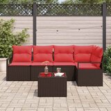  Sjedeća garnitura za vrt 5 kom. Smeđa i crvena poliratan 232 x 122 x 85 cm | shoptok.hr