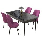 Hanah home set trpezarijski sto i 4 stolice nil black marble purple | ePonuda.com