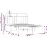  Metalni okvir za krevet s uzglavljem crni 140x190 cm | shoptok.hr