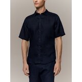 Reserved Lanena slim fit košulja - mornarsko plava | shoptok.hr