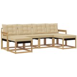vidaXL Zunanja garnitura za sedenje z blazino 6 pcs Bela in bež, (5000282256) | Shoptok.si