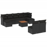  10-dijelni set vrtnih sofa s jastucima crni od poliratana | shoptok.hr
