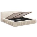 Makamii Krem tapecirani bračni krevet s prostorom za odlaganje s okvirom od letvica 140x200 cm Keoni - | shoptok.hr