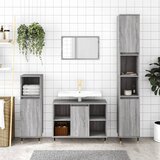 The Living Store Kopalniška omarica siva sonoma 30x30x100 cm inženirski les - Kopalniška Omarica, (21436598) Cene