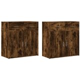 Maison Chic Komoda - Predalnik 2 kosa dimljeni hrast 79x38x80 cm inženirski les, (21721963) | Shoptok.si