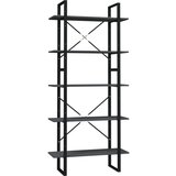 Furnova 5-nadstropna knjižna omara siva 80x30x175 cm borovina, (21932777) | Shoptok.si