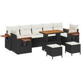 vidaXL Vrtna sedežna garnitura 10 pcs Črna 90 x 55 x 71 cm Poly ratan, (5000020672) | Shoptok.si