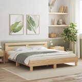 Maison Chic Posteljni okvir - Dvoposteljna postelja - Zakonska postelja z vzglavjem sonoma hrast 160x200 cm inž. les-J6119, (21763294) Cene
