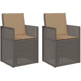  Vrtne stolice za blagovanje 2 pcs Svijetlosiva i taupe PP - Svijetlo siva i taupe s jastučićem za sjedenje i leđa | shoptok.hr