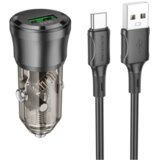 Borofone Auto Punjač sa kablom 1m USB to Type-C BZ23 Noble single-port QC3.0 car USB set transparent black Cijene