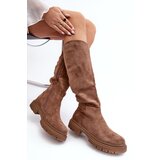 EVENTO Women's Quilted Knee-High Boots Brown Heliofa | ePonuda.com