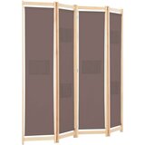 Sobna pregrada s 4 panela od tkanine 160 x 170 x 4 cm smeđa | shoptok.hr
