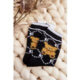 Aura.via Warm Cotton Socks with Bear Black | Shoptok.si