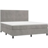  Box spring s madracem LED svjetlosivi 160x200 cm baršun | shoptok.hr