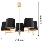 Brilagi Luster na šipci MONTE 5xE27/15W/230V crna/zlatna | Eponuda.com