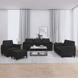  4-dijelni set sofa s jastucima crni od umjetne kože | shoptok.hr