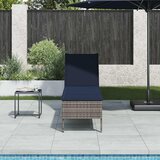  Ležaljka s jastukom siva 55x200x44 cm poli ratan | shoptok.hr