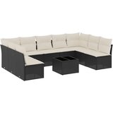  10-dijelni set vrtnih sofa s jastucima crni od poliratana | shoptok.hr